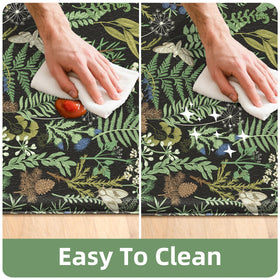 Keensoft botanical kitchen rug in a cozy kitchen setting enhances comfort while cooking.