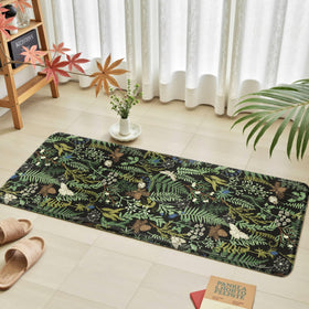 Keensoft botanical kitchen rug texture detail highlights embossed plant pattern and durable surface.