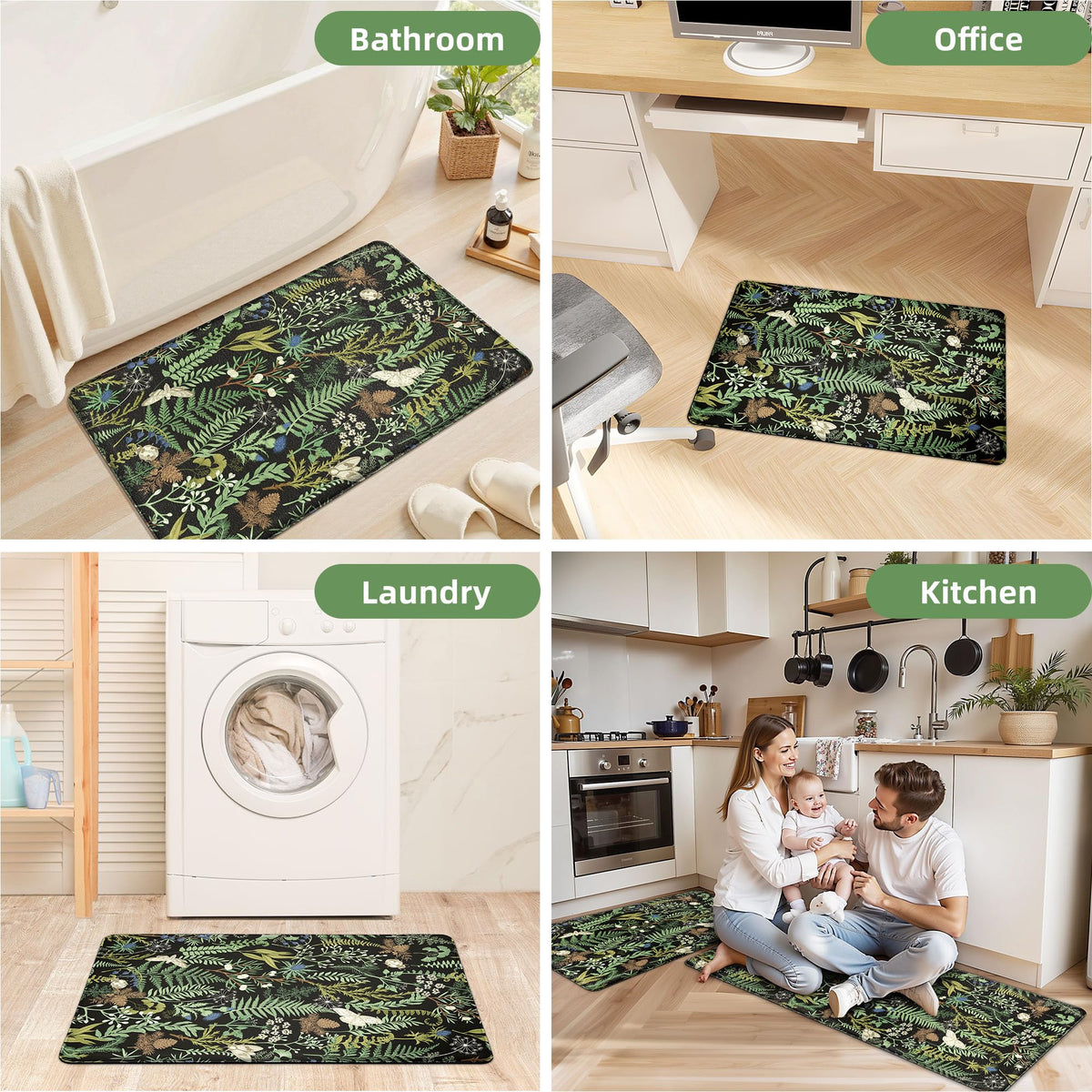 Keensoft easy-clean kitchen rug cleans with damp cloth or vacuum.