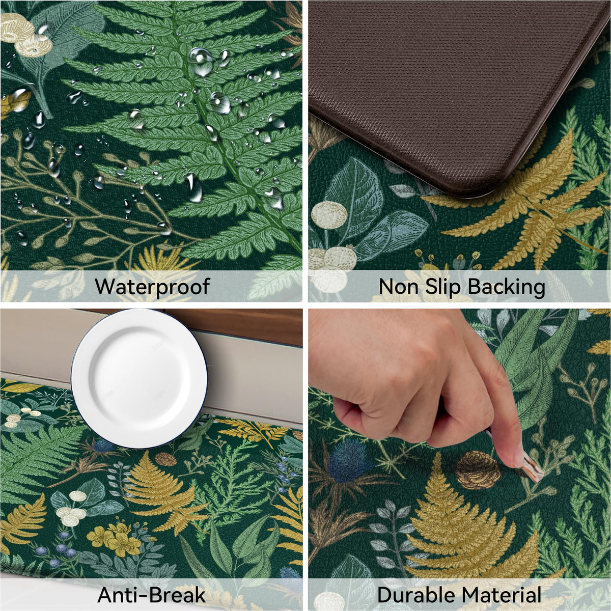 Keensoft non-slip backing keeps mats in place.