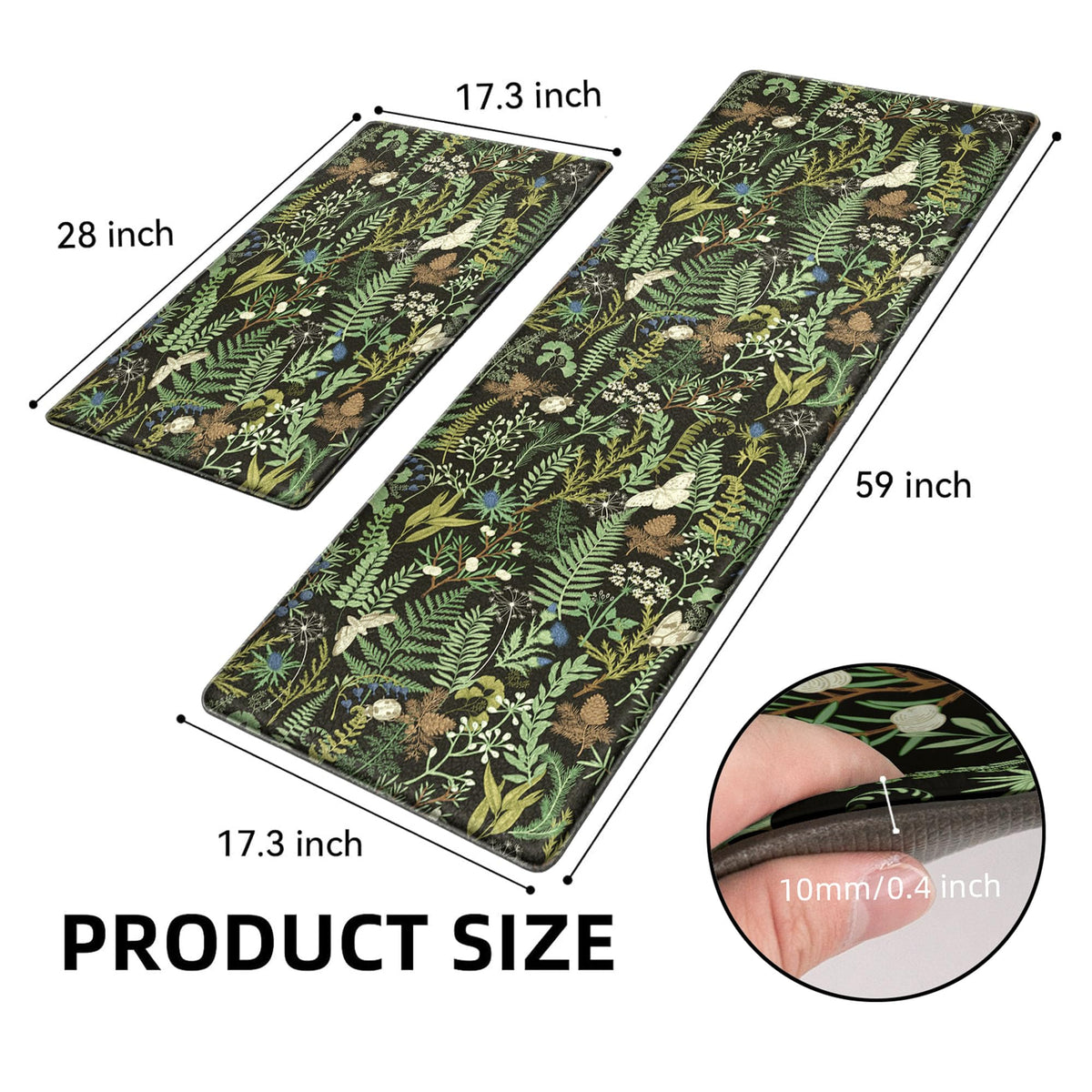 Keensoft plant leaf botanical kitchen rug 17x59 cushions long standing tasks.