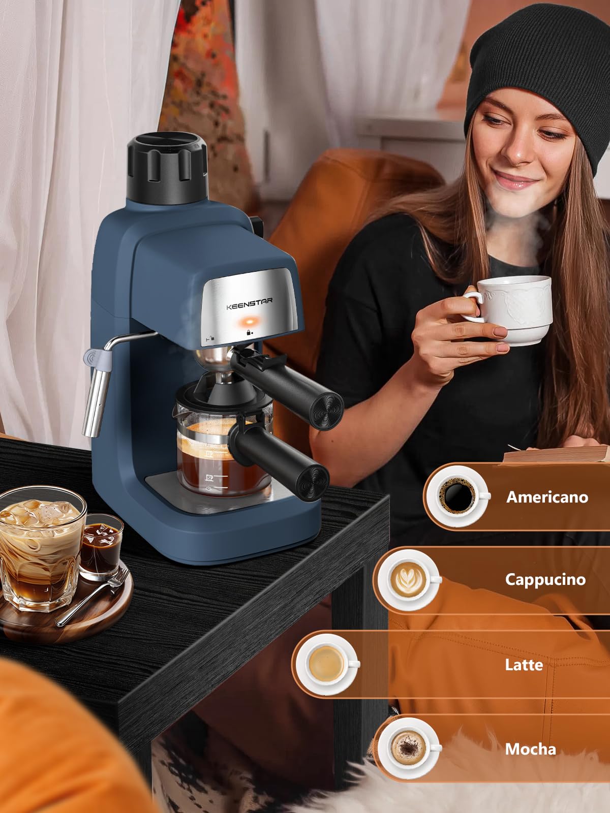 KEENSTAR BPA-free construction emphasizes safe, user-friendly coffee making.