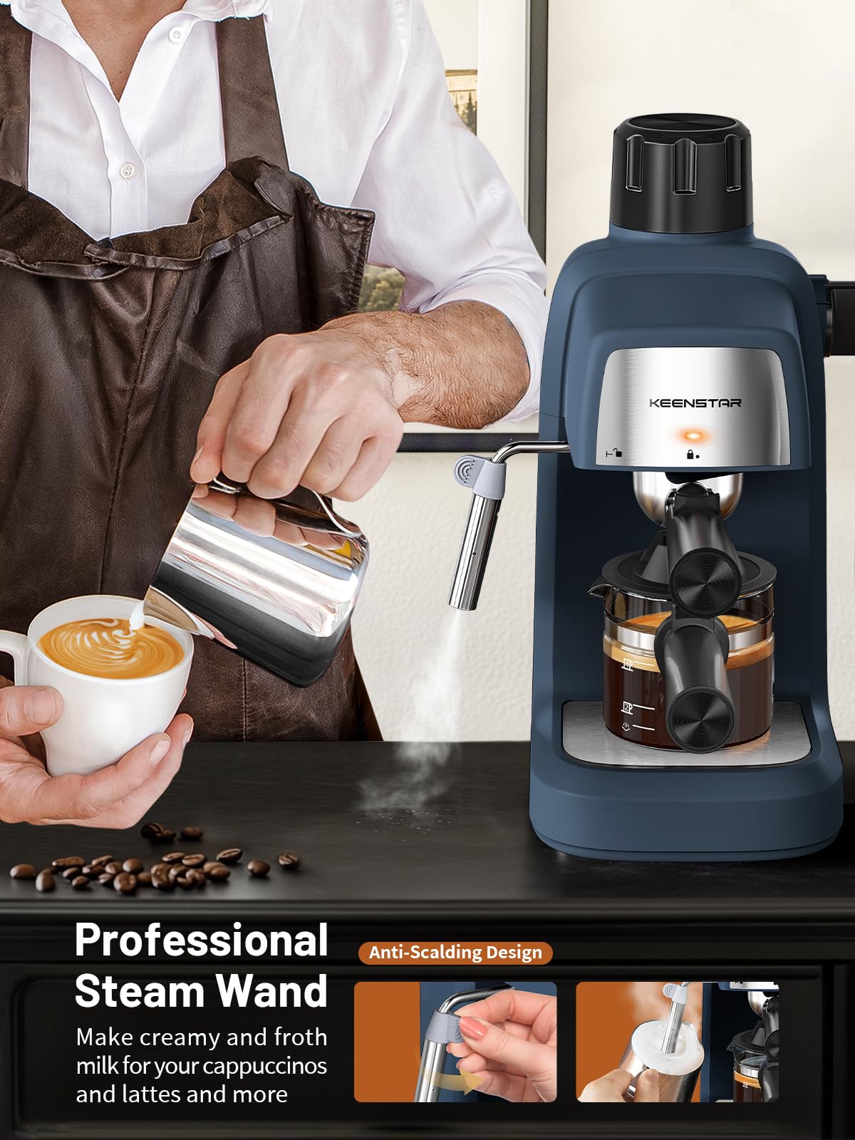 KEENSTAR compact design showcased on kitchen counter for space-saving setup.