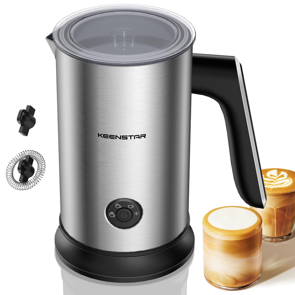 KEENSTAR electric milk frother creates latte foam with rich texture.
