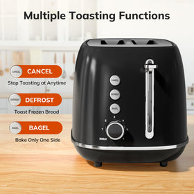 Keenstone 2-slice retro toaster side profile highlighting compact footprint.