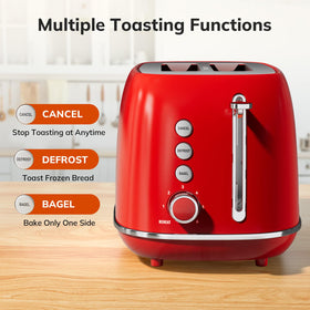 Keenstone retro toaster side angle showing extra-wide slots for thick bread
