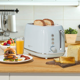 Keenstone Retro 2-Slice Toaster blue finish on kitchen counter