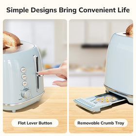 Keenstone Retro 2-Slice Toaster removable crumb tray for easy cleaning