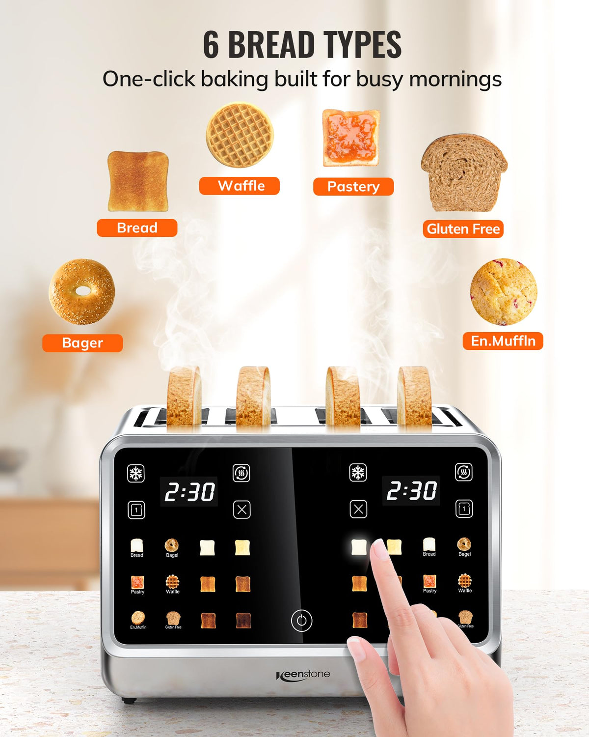 Keenstone single-slot energy-saving mode for efficient toasting