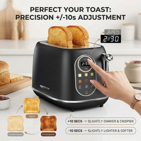 Keenstone toaster control panel displaying intuitive touch screen controls for easy toast settings.