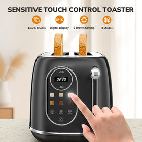 Stainless steel retro design on Keenstone toaster adds a stylish kitchen focal point.