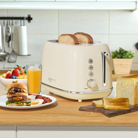 Keenstone beige toaster with cool-touch stainless steel housing.
