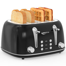 Keenstone 4-slice toaster with dual control zones for customized toasting.