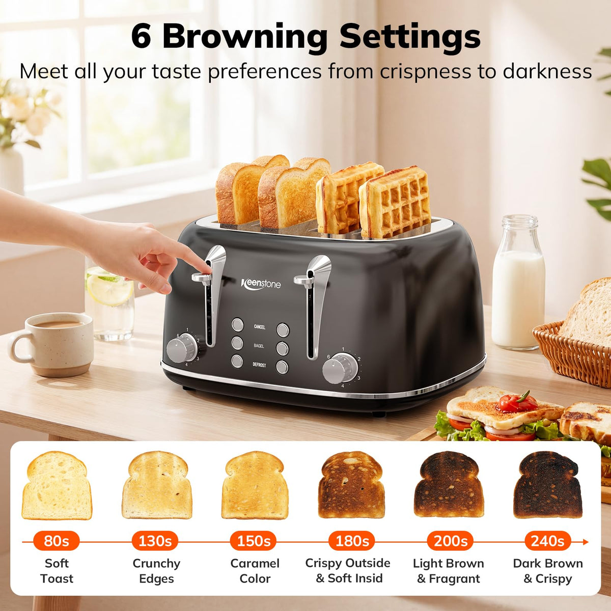 Keenstone defrost and reheat options keep slices tender and tasty.