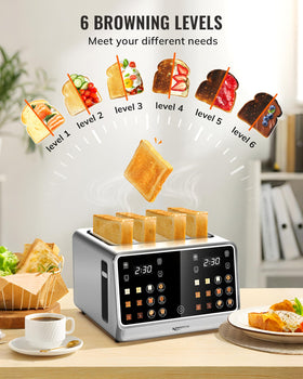 Keenstone toaster DualZone control enables independent browning on each side for mixed breakfasts.