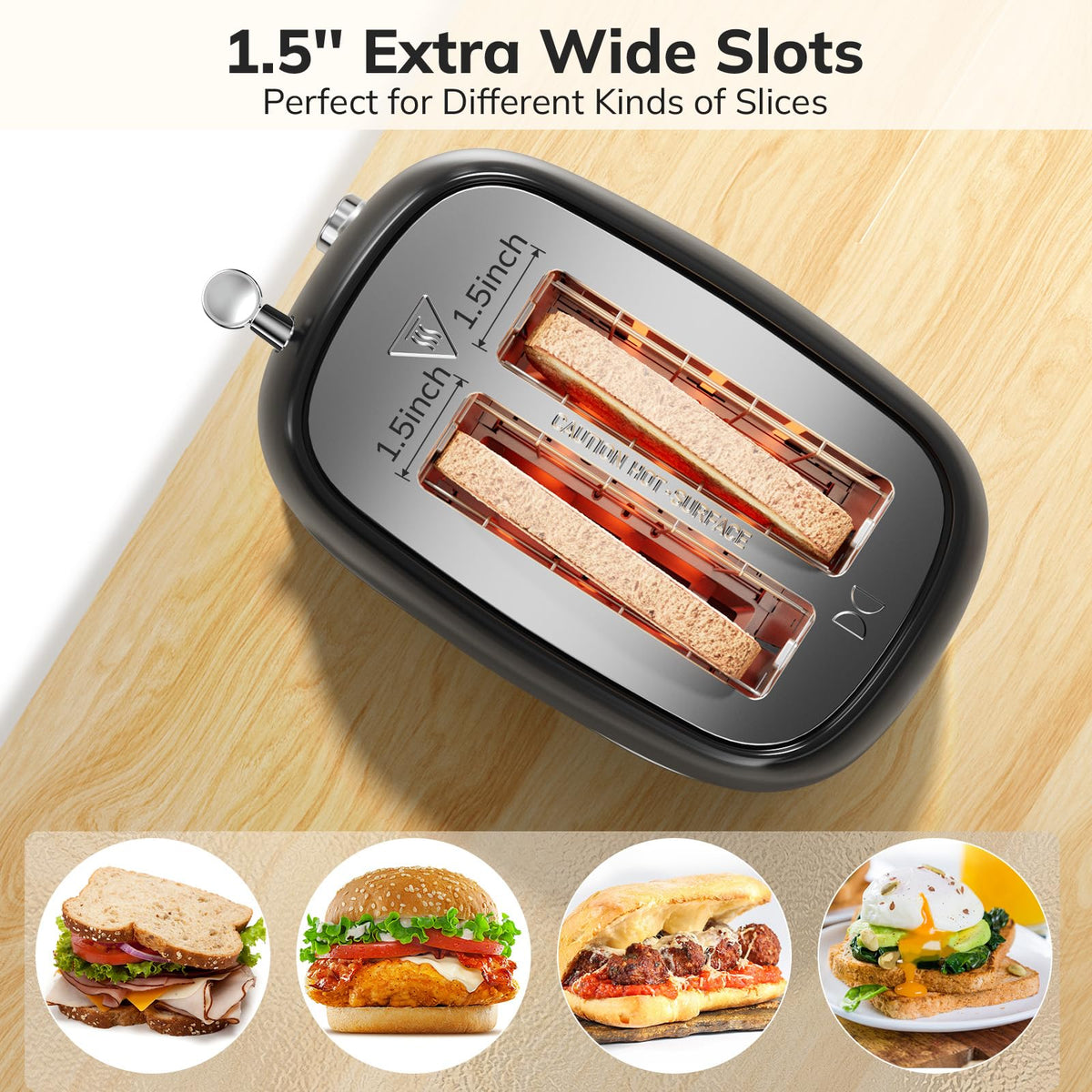 Keenstone toaster extra-wide slots fit thick bread and bagels.