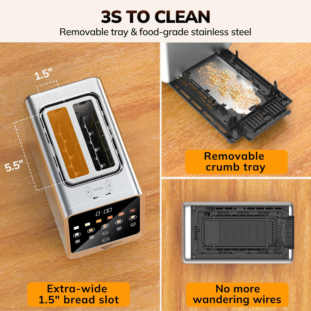 Keenstone Toaster hidden cord storage keeps countertops tidy