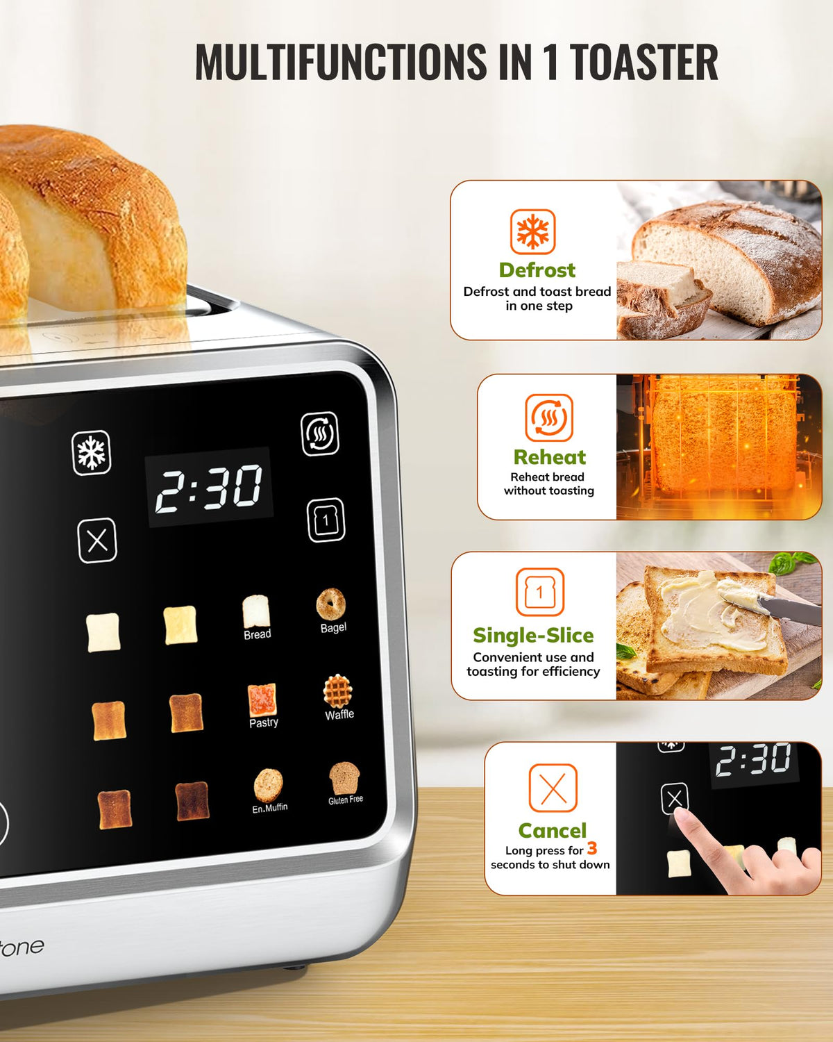 Keenstone toaster memory function saves favorite settings for quick toasting