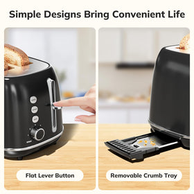 Keenstone toaster removable crumb tray makes cleaning quick.