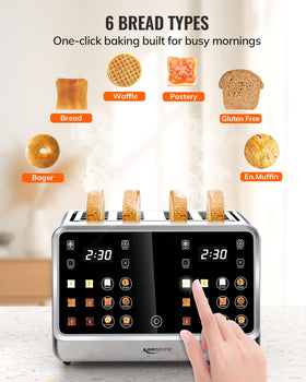 Keenstone toaster removable crumb tray simplifies cleaning after toasting.