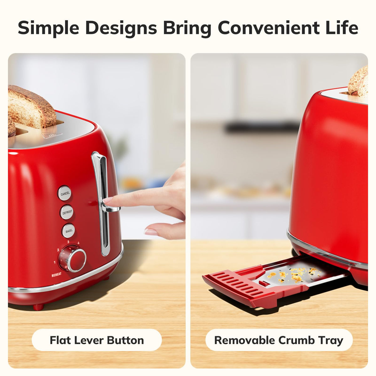 Keenstone toaster removable crumb tray for easy cleaning