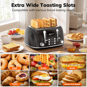 Keenstone removable crumb tray simplifies cleanup after breakfasts.