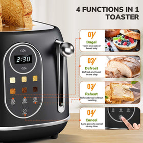Wide 1.5-inch slots on Keenstone toaster accommodate bagels and thick bread slices.