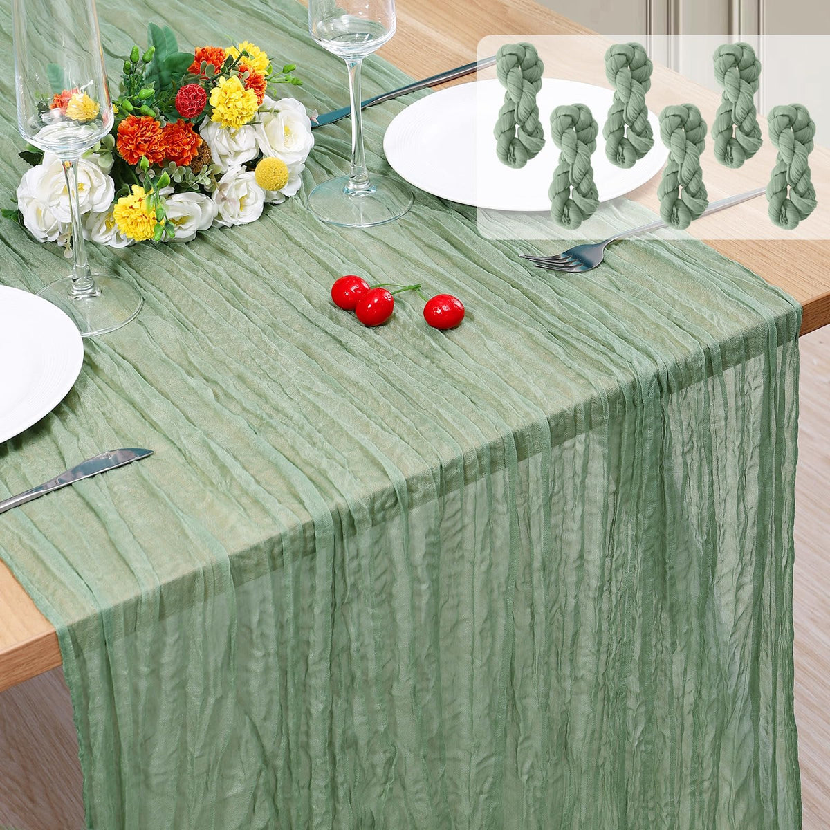 Keepshowing cheesecloth table runner six pack packaged for quick setup.