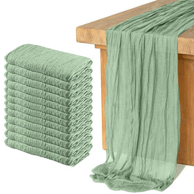 Keepshowing cheesecloth table runner in sage green adds boho charm for weddings.
