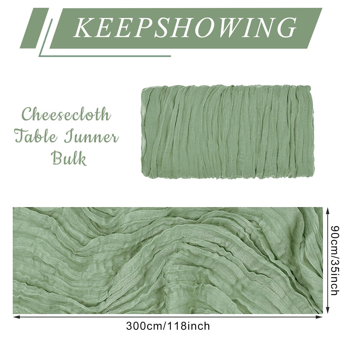 Keepshowing cheesecloth table runner close-up shows soft texture and drape.