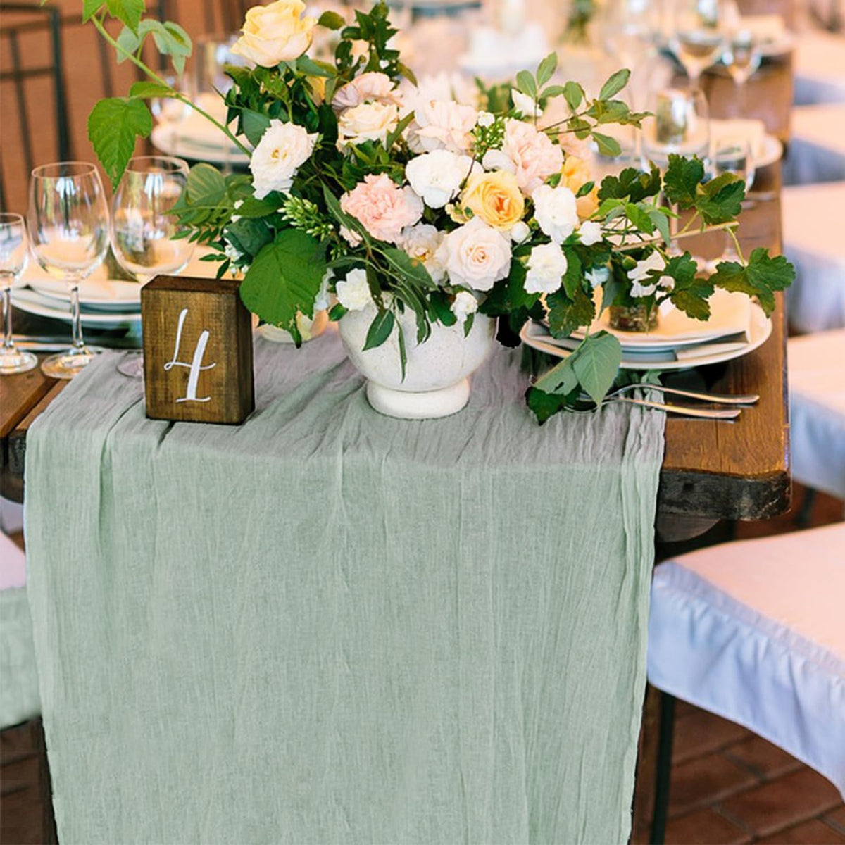 Keepshowing indoor outdoor reception decor enhances texture and warmth.