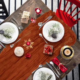 Keepshowing terracotta table decor offers chic, versatile drape.