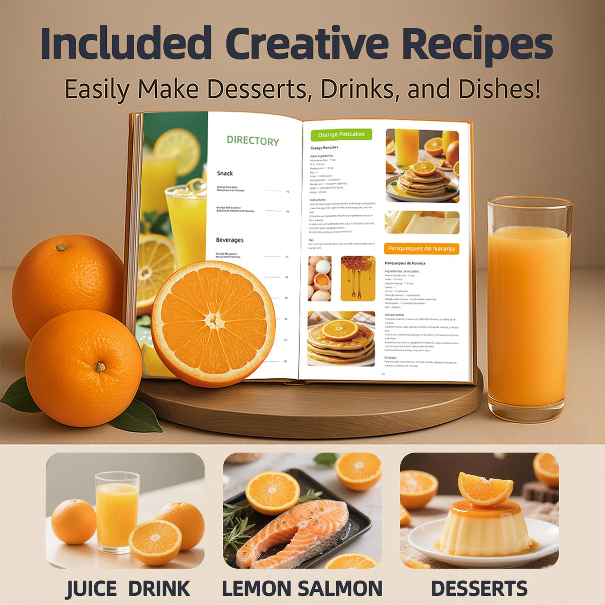 Versatile juicer handles citrus and firm fruits up to 4.33 inches.