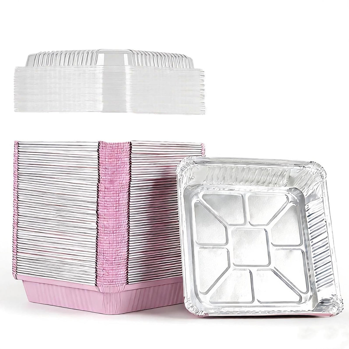 Keesnovex 40-pack 8x8 baking pan with clear lid for easy transport.