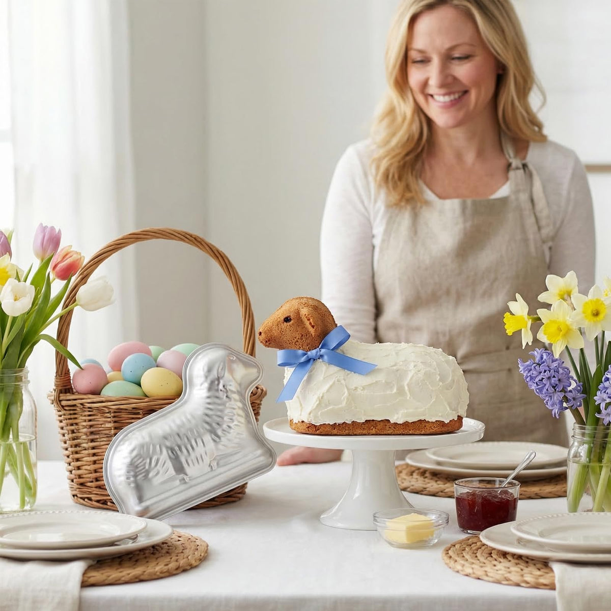 Kefyixc Easter lamb cake pan measures 12x5.6x2 inches for versatile use.