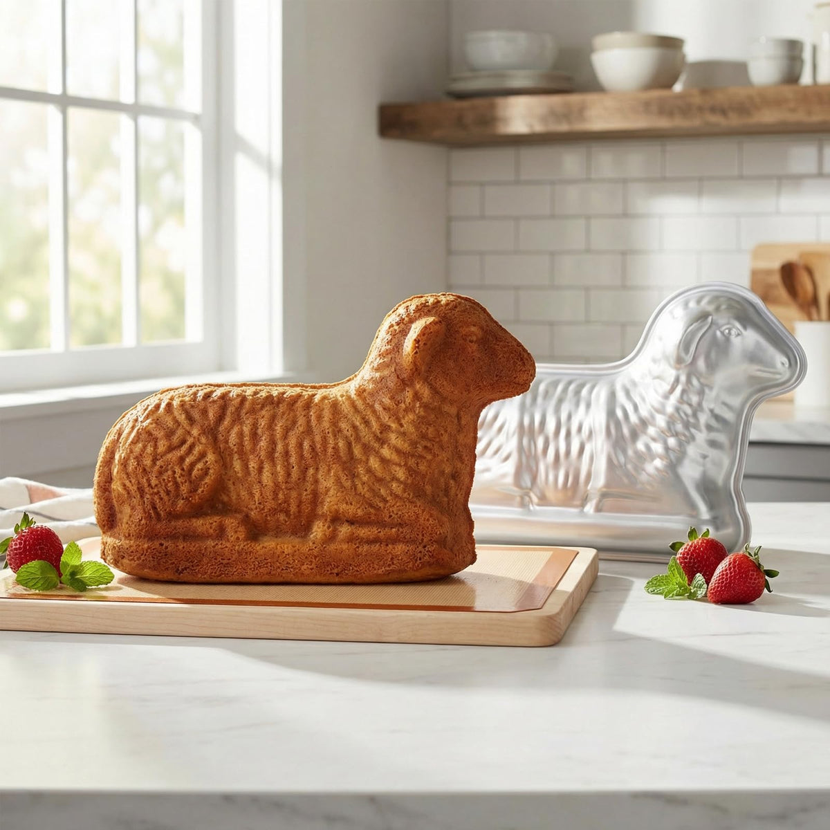 Kefyixc lamb cake pan shows an easy-release non-stick surface.