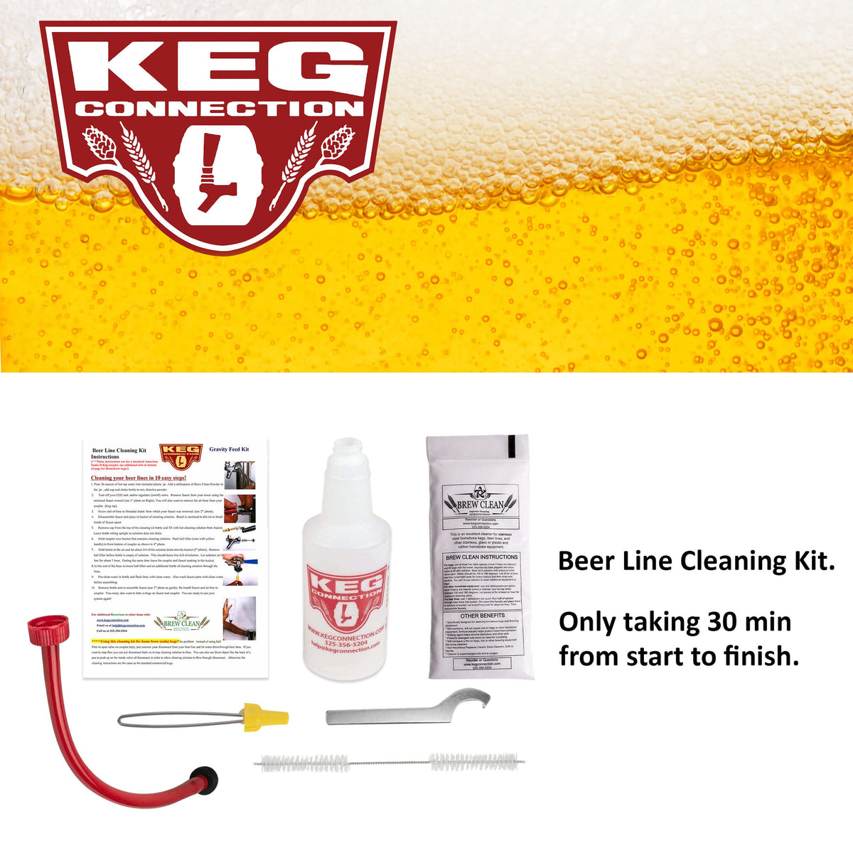 Kegconnection Kegerator Cleaning Kit bottle demonstrates easy solution mixing for clean lines.