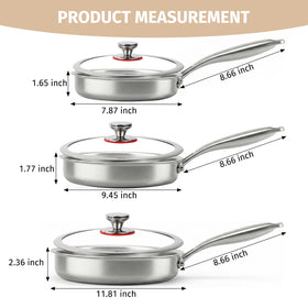 KEGDAN tri-ply 10-inch frying pan with lid for versatile cooking