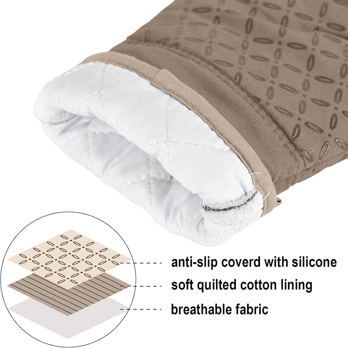 KEGOUU heat resistant mitts withstand up to 500°F for safe cooking
