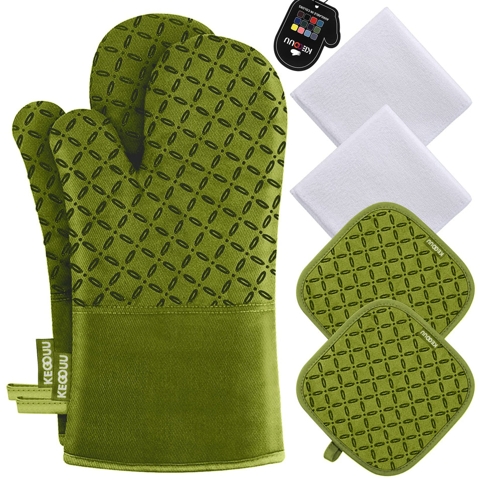 KEGOUU oven mitts 7x13 inches; heat protection during baking and grilling