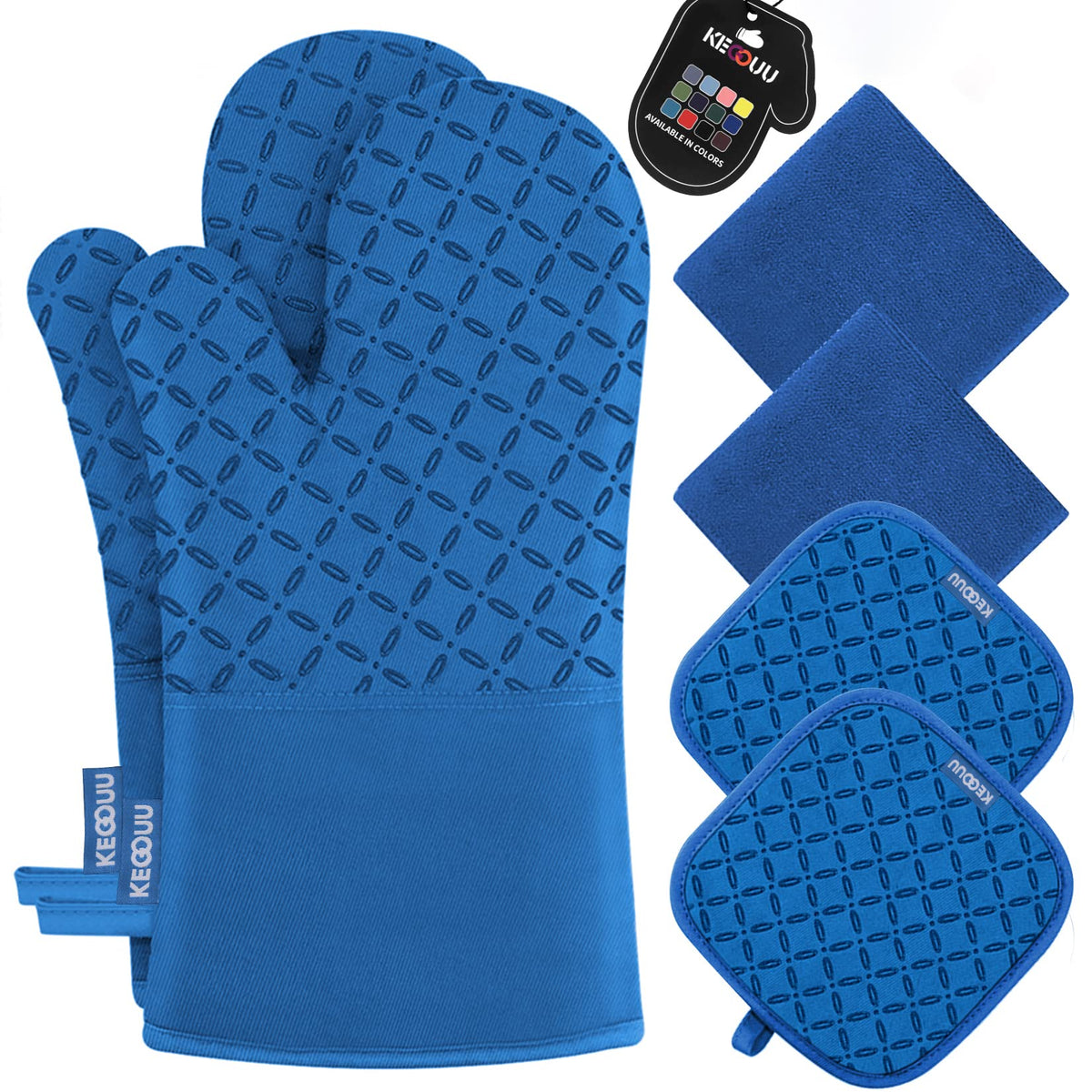 KEGOUU oven mitts with non-slip silicone grip for safe handling of hot pans
