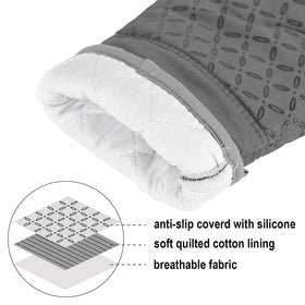 KEGOUU pot holders grey pair with quilted cotton and grip