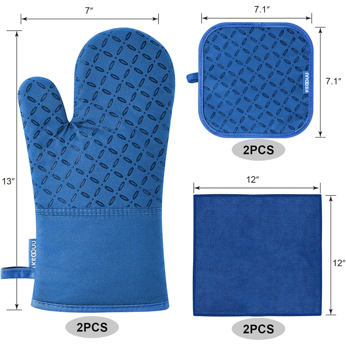 KEGOUU pot holders with non-slip silicone for secure grip and heat protection