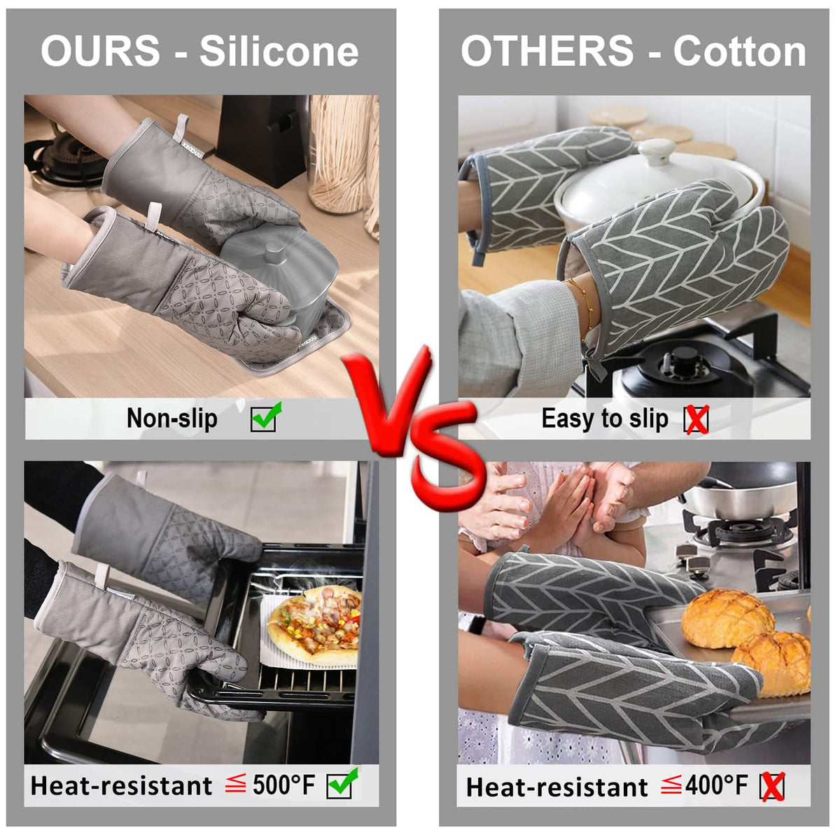 KEGOUU pot holders non-slip silicone surface for secure grip