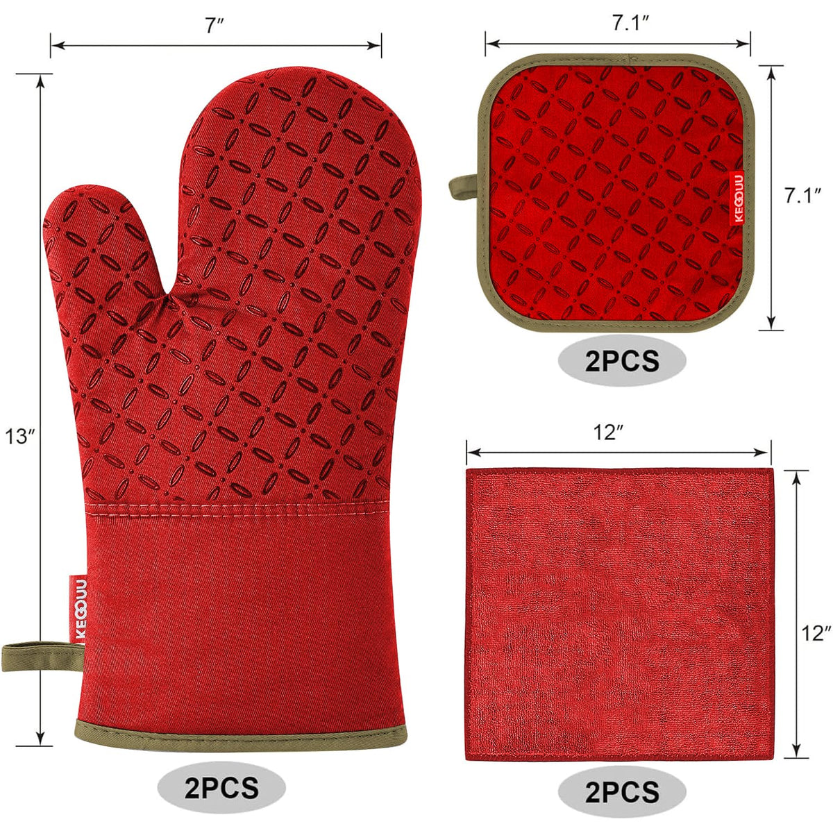 KEGOUU pot holders with nonslip silicone for secure grip.