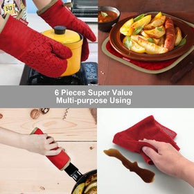 KEGOUU red kitchen set ready for everyday cooking tasks.