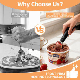 KEHFPMW heated scoop with removable IP65-safe head for easy rinsing.