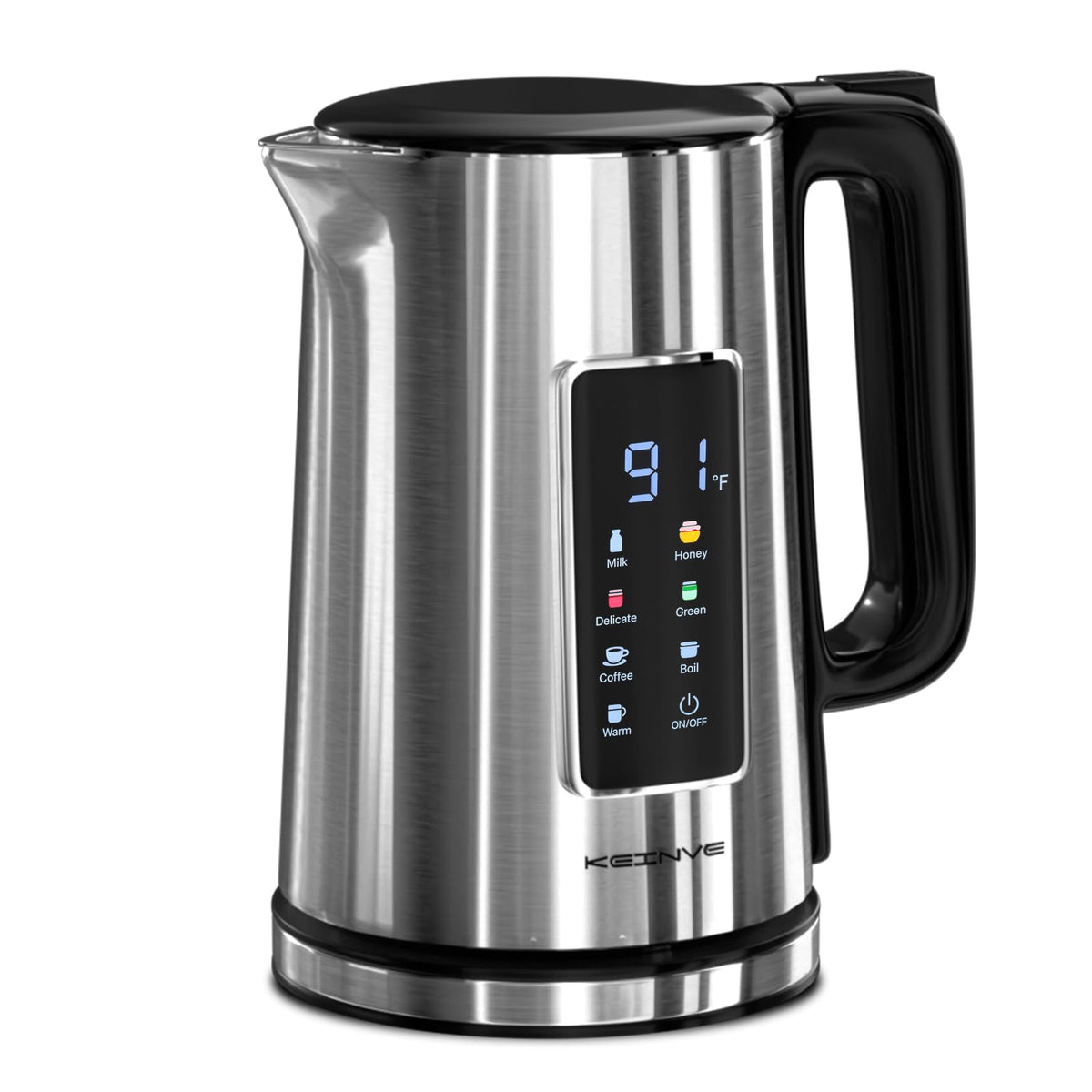 KEINVE 1.7L electric kettle front view for fast, everyday boiling
