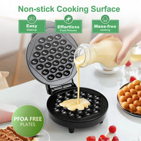KEINVE Bubble Waffle Maker dual heating plates ensure even cooking results.