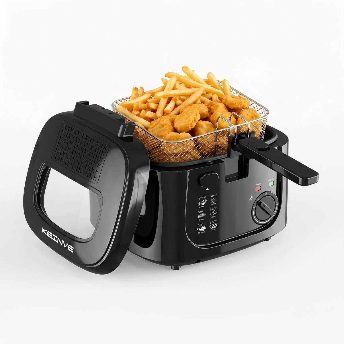 KEINVE deep fryer 1500W front view highlighting compact home use for small kitchens